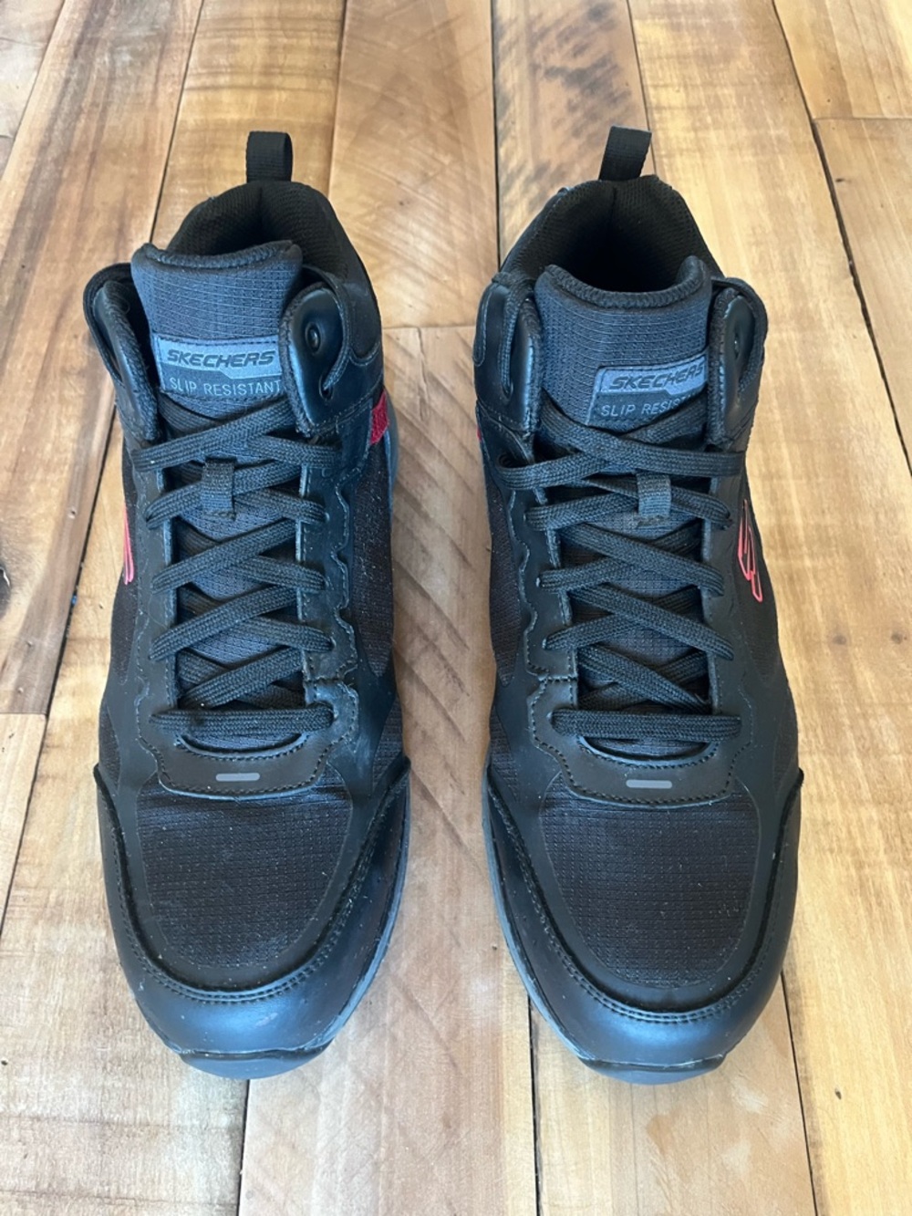 Skechers Men's Work Arch Fit Bensen Boot in Black with Red Accents